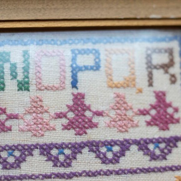 Vintage Cross Stitch Sampler, The Way To a Friends House Country Folk Art - Picture 5 of 6